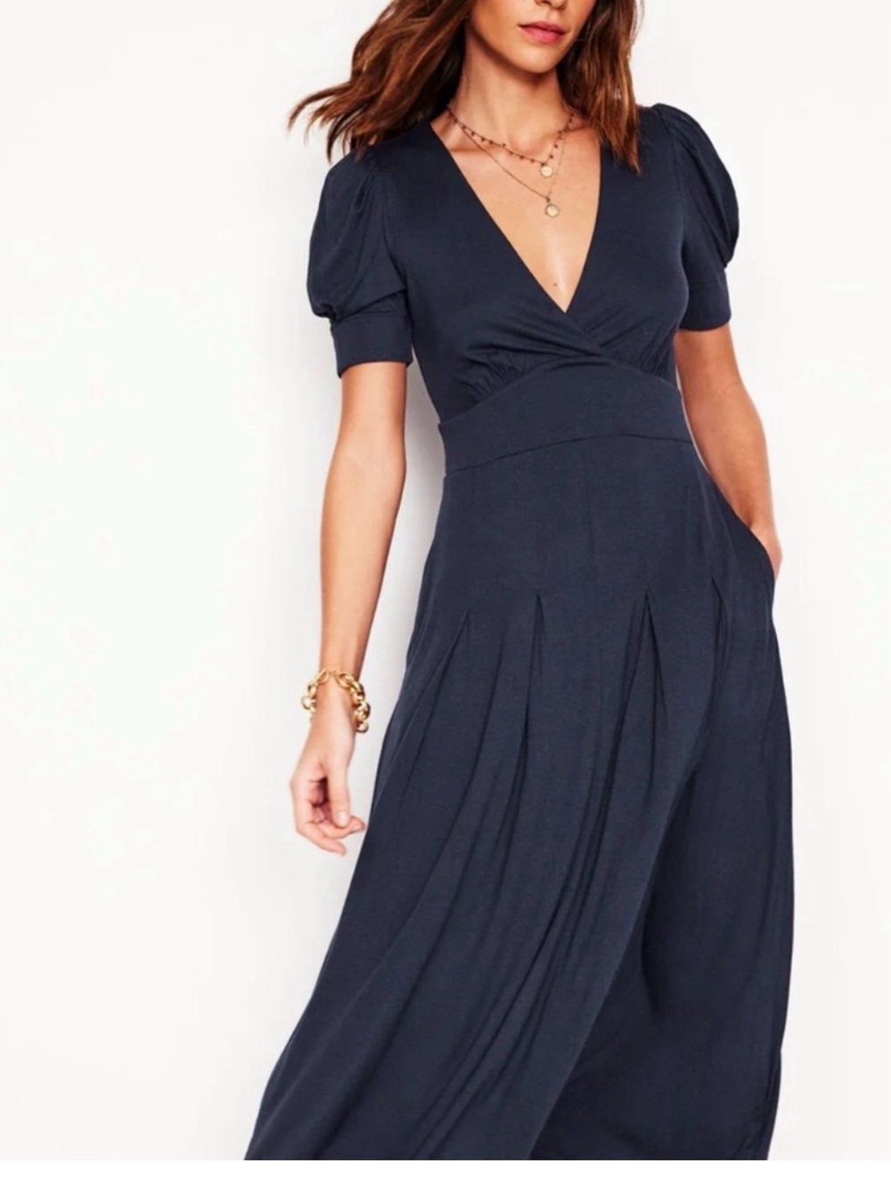Boden Navy Short-Sleeve V-Neck Maxi Dress women’s size 4 stretch fabric. #cbk - Picture 2 of 9